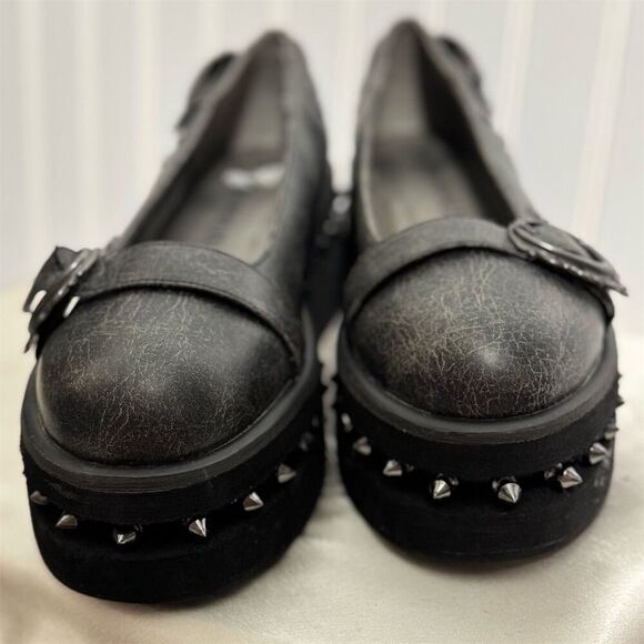 Metropolis Platform Flats Spiked Goth Shoes Alt Steampunk Cyber Punk Women Sz 10 - Picture 3 of 7